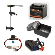 Complete Set 55lbs 36' Minn kota Endura MAX met Jarocells Lithium accu, Jarocells acculader, zekering, accubak Top Merken Winkel